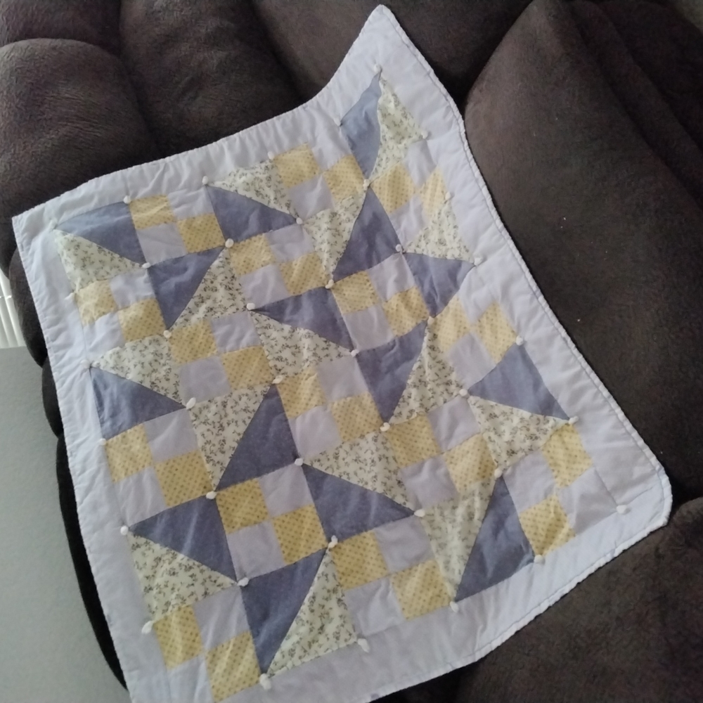 Handmade Purple and Yellow Baby Quilt